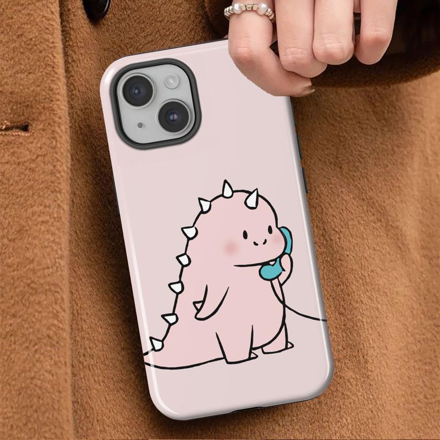 Couple Little Dinosaurs Phone Case for Apple iPhone 17 16e 12 15 16 XS XR 13 Pro Max 14 Plus Air 11 Soft Cover Capa