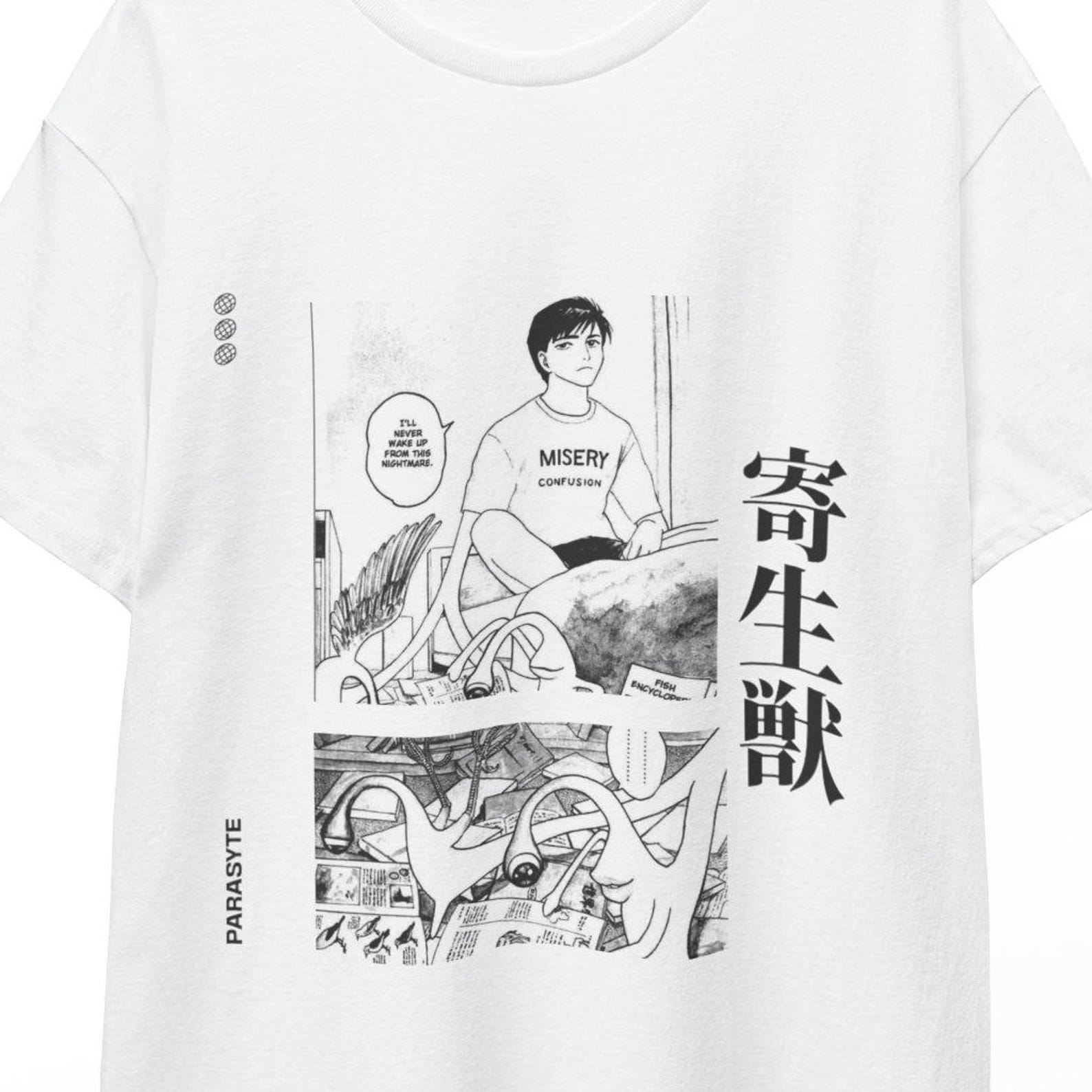 Parasyte Shirt Migi Parasyte the Maxim Anime T-Shirt Shinichi Izumi Horror Manga Tee Kanji T-Shirts Parasyte Sticker Poster Yugi Shirt Anim XL