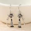 1Pair Cat Cat Style Pendant Earrings Copper Asymmetric Design Earrings Retro Punk Earrings Gift