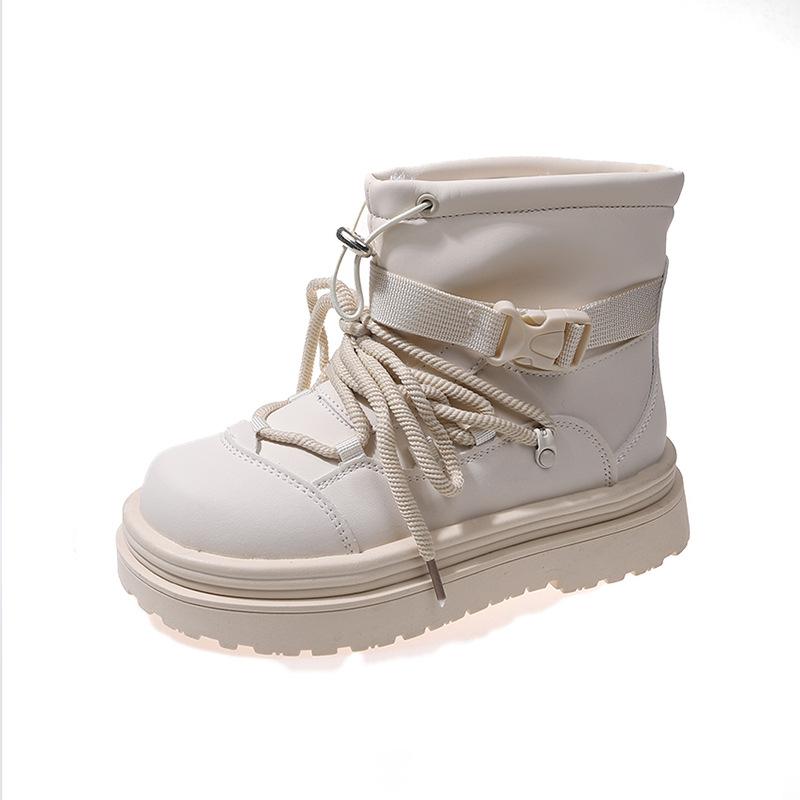 Internet celebrity white fashion casual snow boots women's 2025 winter new comfortable thick sole heightening piled thickened cotton shoes