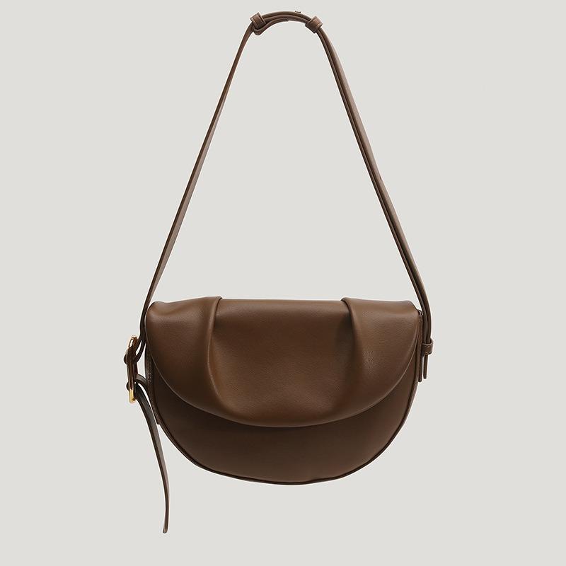 Genuine Leather Spring/Summer Shoulder Bag Niche Crossbody Cowhide Pleated Underarm Saddle Bag