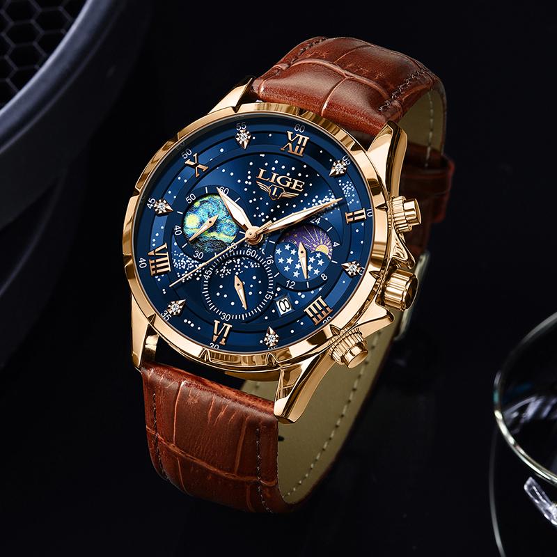 Quartz Watch For Men Top Brand Luxury Fashion Leather Watch Men Casual Sport Waterproof Chronograph Relogios Masculino+BOX