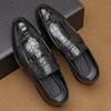 Loafers Men PU Stone Pattern Low Heel Cover with Pointed Business Dress Shoes Anti Slip Classic Men's Shoes Large Sizes 38-48