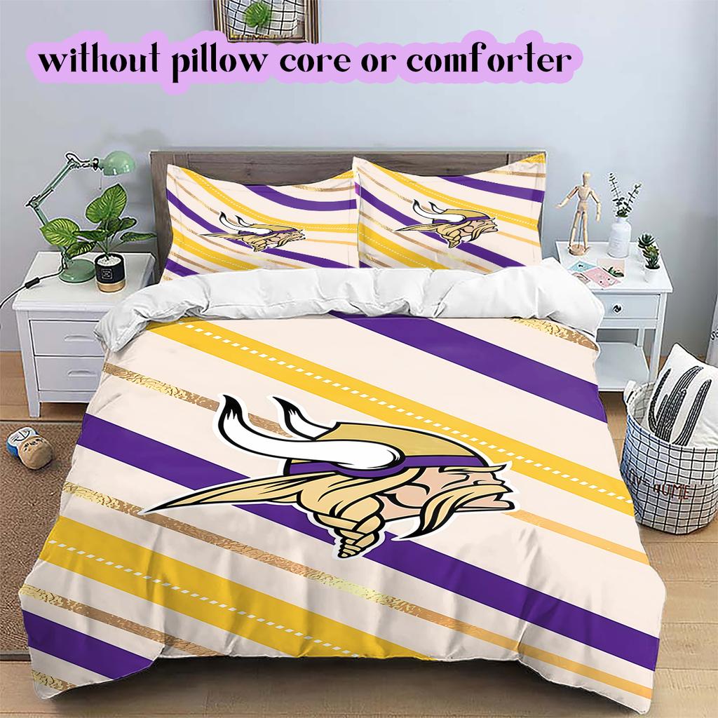 football Logo Pattern Bedding Quilt Set Quilt Cover Pillowcase Home Decoration Birthday Gift (1*duvet cover+ 2*pillowcase, without core)