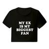 New European and American Spice Girls alphabet-printed navel top summer round neck pullover slim shoulder sleeves short T-shirt