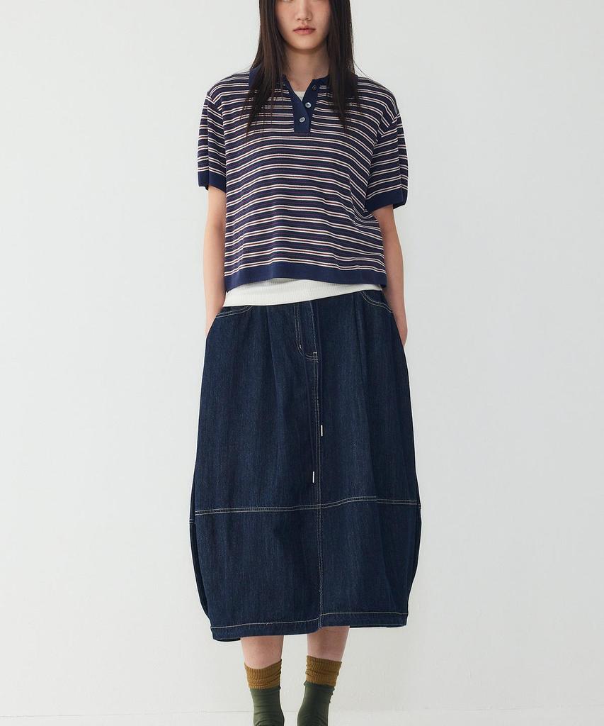 STUDIO TOMBOY Side Pleated Balloon Fit Denim Skirt_Indigo 9106262202