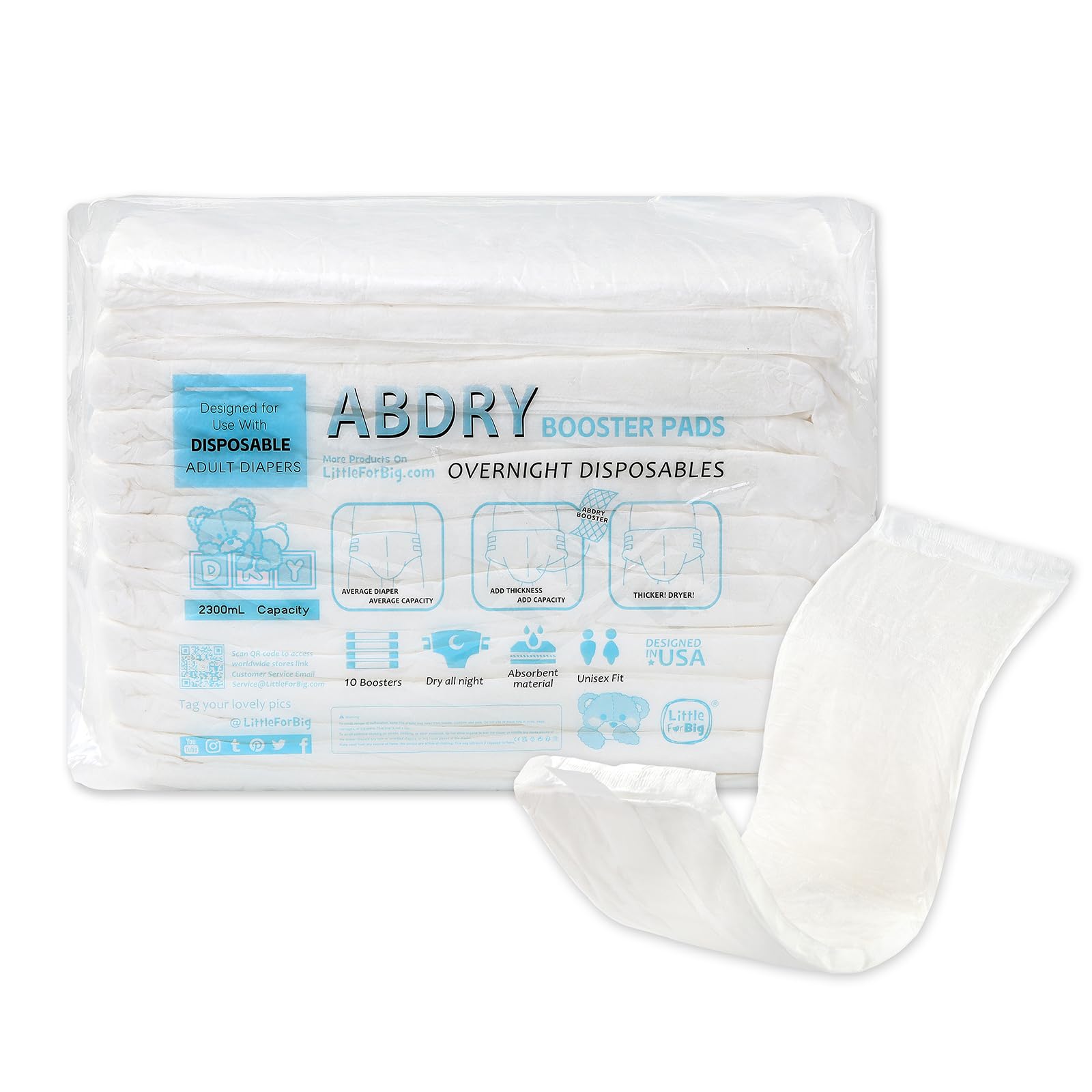 LittleForBig Adult Diaper Booster Pads, Non-woven