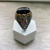 S925 Silver Obsidian Ring Men's and Women's Jewelry Boutique Fashion Jewelry Black Gemstone Ring Gift 2025