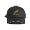 Unisex Embroidered Freedom Feather Baseball Cap Classic Curved Brim Sunshade Peaked Cap Casual Hard Top Hat for Men and Women