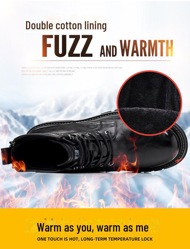 Men's Retro High-Top Martin Winter Boots - Thick Sole, Plus Velvet, Leather, Trendy & Warm for Outdoors