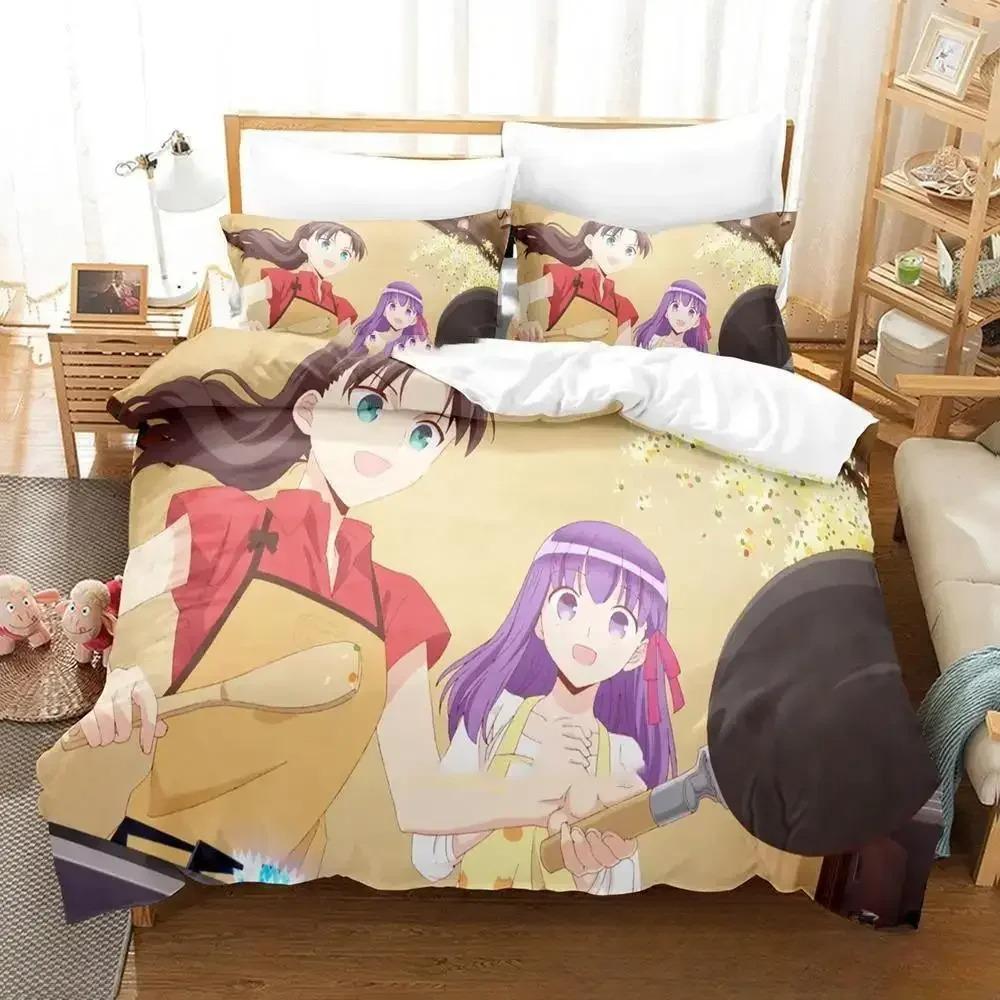 Anime Todays Menu for the Emiya Family Saber Bedding Set,Duvet Cover Bed Set Quilt Cover,King Queen Twin Size Boys Girls Adults Tool