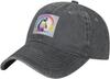 Rainbow Penguin Graphic Baseball Cap Washed Denim Adjustable Hat Casual Unisex