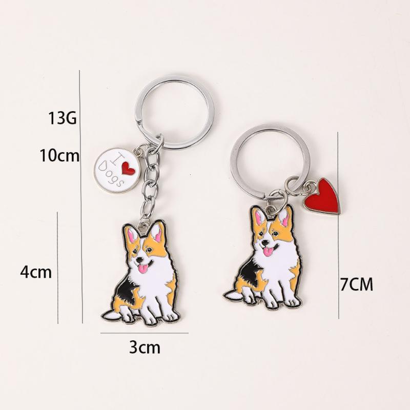 New Metal Cute Dachshund Dog Keychains Car Key Ring Pet Dogs Heart Tag Key Men Gift Pendant Best Friend Gifts Accessories