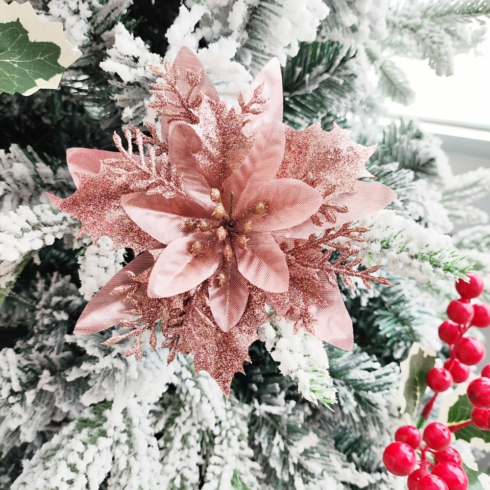 

10pcs 5.12 Multicolor Glitter Christmas Tree Ornaments - Festive Hollow-Out Design, No-Power Needed, Perfect for Holiday Decorations & Home Accents 10pcs Яскраво-рожевий