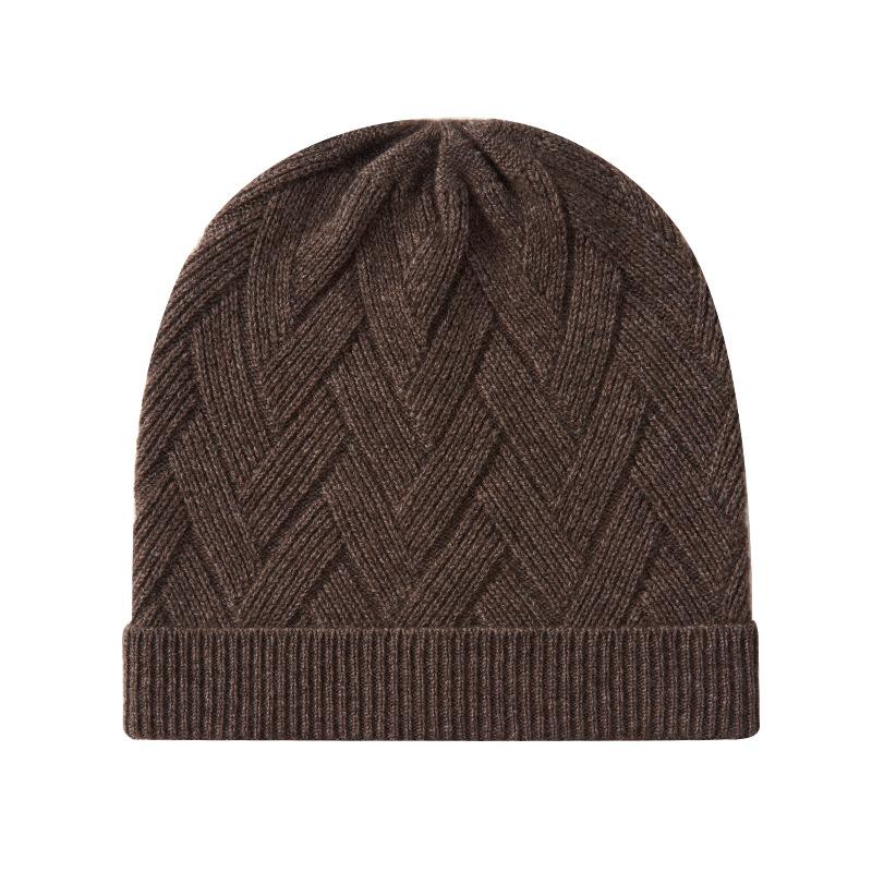 Cashmere Autumn and Winter New Style Women's High End Solid Color Knitted Warm and Fashionable Cross Striped Casual Baotou Hat