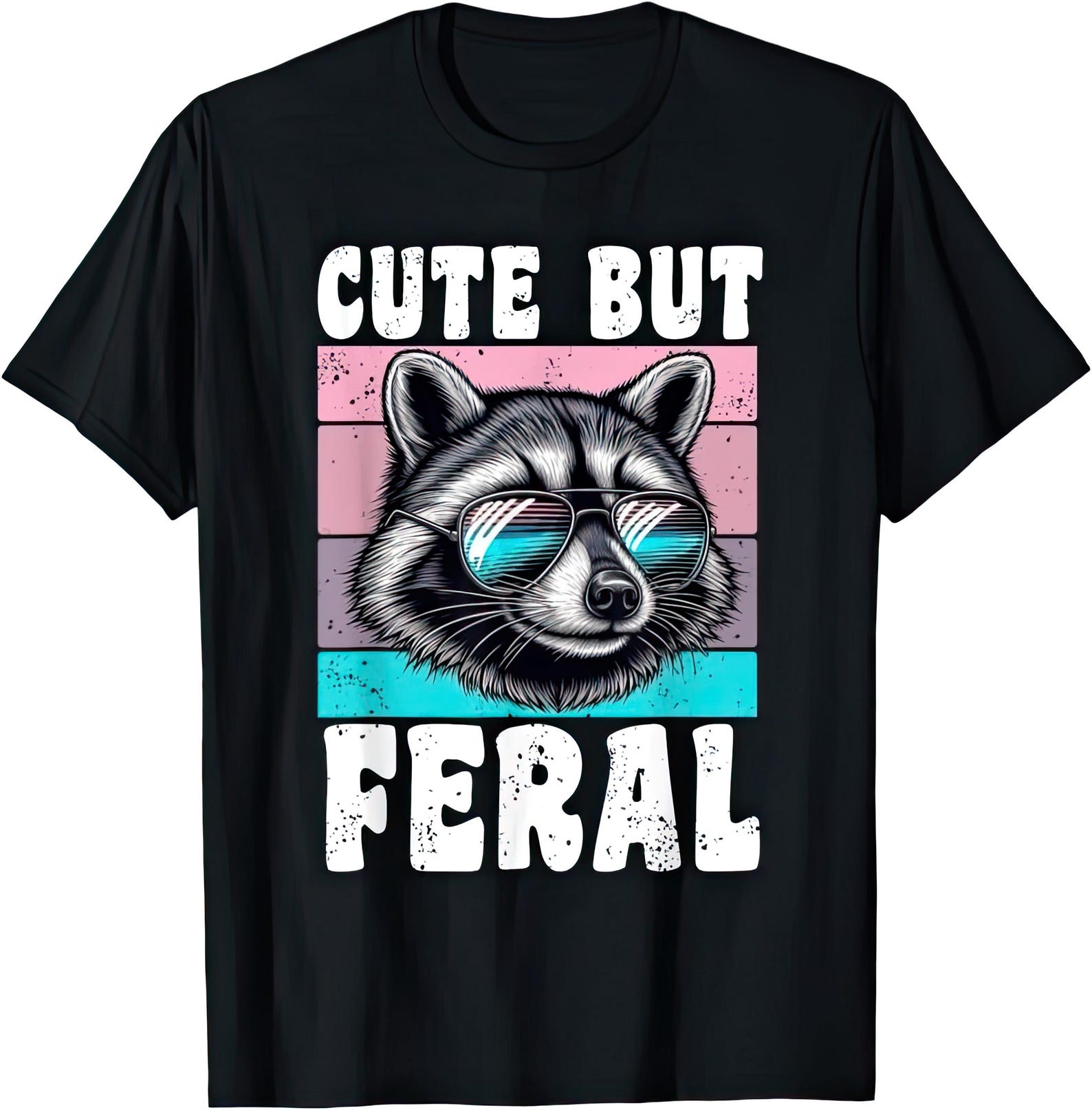 Cute But Feral Raccoon T shirt, Funny Graphic Tee L