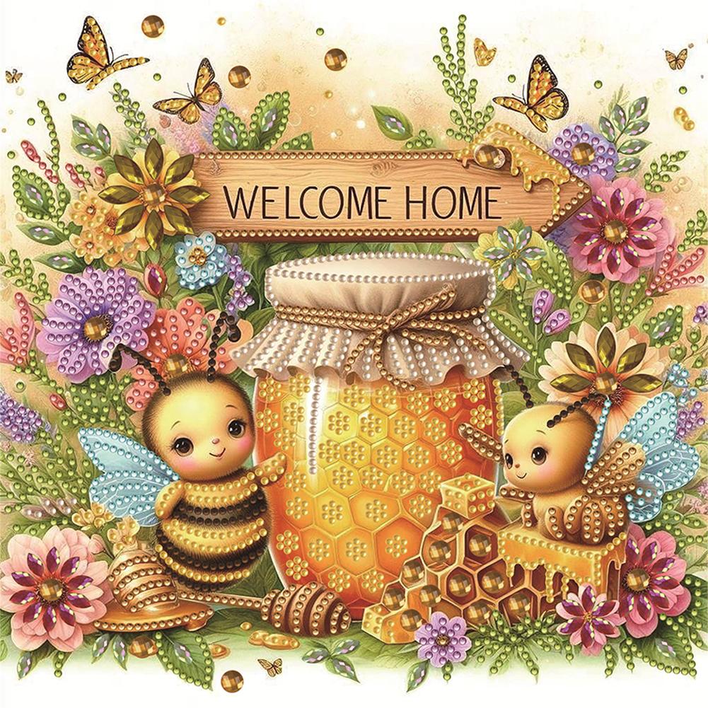 5D DIY Diamond Painting Honeybee Honey Series Partial Special Shaped Drill Diamond Painting Kit Bee Decoration