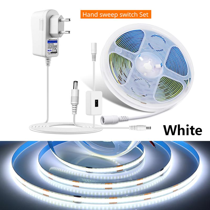 

MALITAI 1-5M Гнучка світлодіодна панель 12V COB Світлодіодна стрічка Тепла природа біла для автомобільної шафи Кухня з ЄС штекером 5M-EU Plug