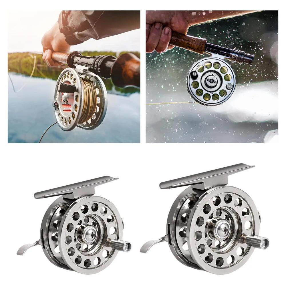Vollaluminium Eisangelrolle Rechtshand V-Form Fliegenrad 50mm 60mm Fliegen Winterangelrollen Übersetzungsverhältnis 1:1 Für Draußen