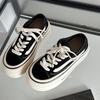 Niche casual black sports lightweight autumn low-top thin big-headed versatile classic platform fashion canvas shoes