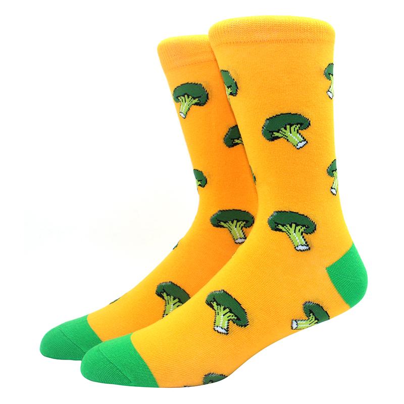 1 Pair of  Fun Men Socks Casual Cartoon Fruit Banana Flamingo Lemon Egg Sloth Pizza Happy Harajuku Skateboard Socks