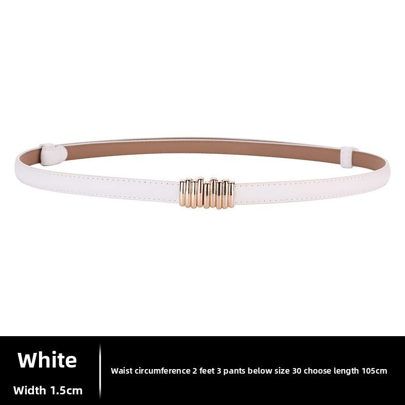 Classic Leather Waist Belt For Women With Adjustable Alloy Buckle Minimalist Fashion