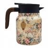 Kitchen Tea Kettle 800ml Retro Floral Tea Kettle Stainless Steel with Infuser Tea Separation Thermal Insulation Pot Wood Handle