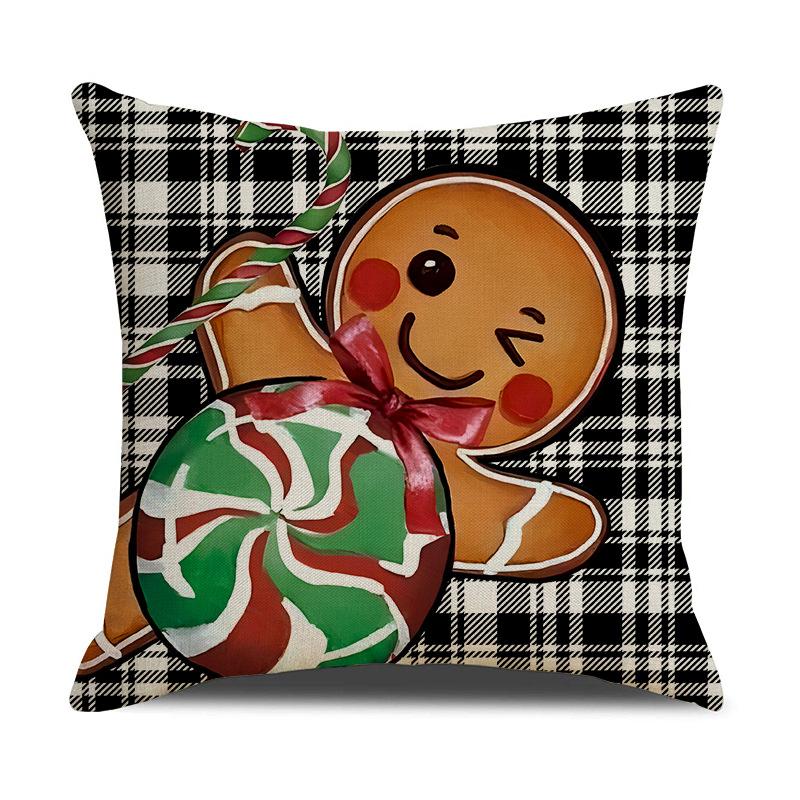New Cookie Man Decorative Pillow Cover Linen Print Festive Atmosphere Arrangement Cushion Cover Christmas Pillow