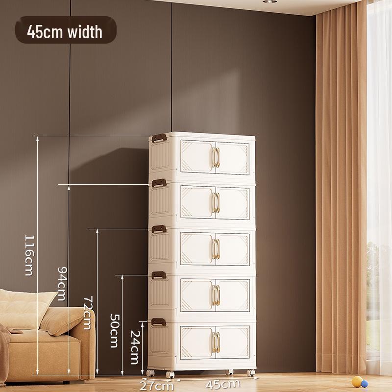 Multi-Layer Double-Door Plastic Storage Cabinet: Shoe, Toy, & Snack Organizer for Living Room