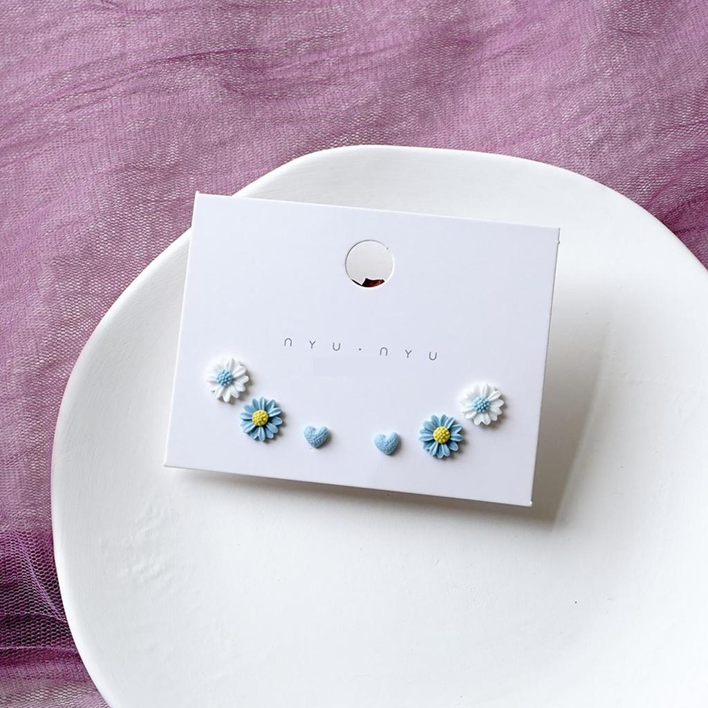 Ceramic Ear Post Stud Earrings Mixed Color Round Flower Star Airplane Universe Planet Earring Girl Women Ear Jewelry