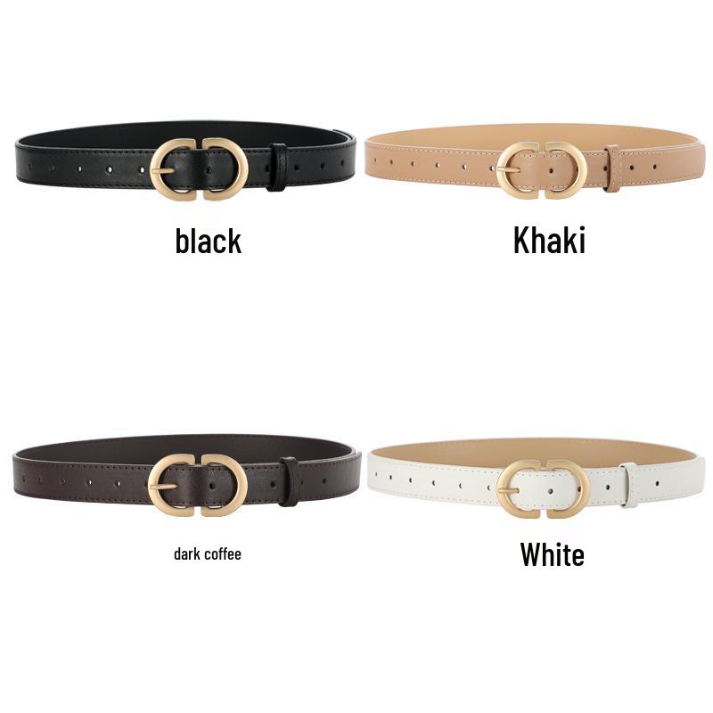 Dámský jednoduchý všestranný kožený pásek s kovovou přezkou—Korejský ležérní styl Pásek na džíny