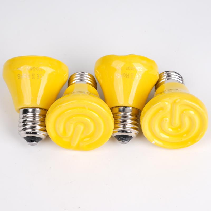 220V E27 Pet Tepelná lampa Ohřívací žárovka Líheň Daleko infračervená topná lampa žlutá Černá keramická Kuřata Želva Ještěrka Plaz Světlo