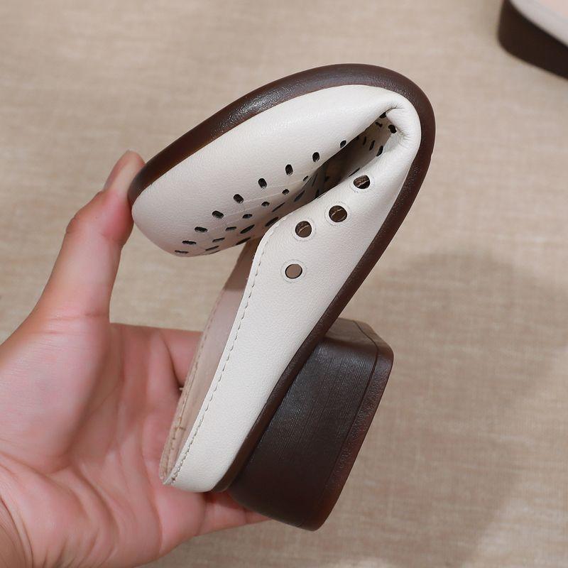 Dámské zelené sandály 2024 letní pohodlné platformové sandály pravá kůže nazouváky vyřezávané zvýšení protiskluzové módní dámské boty