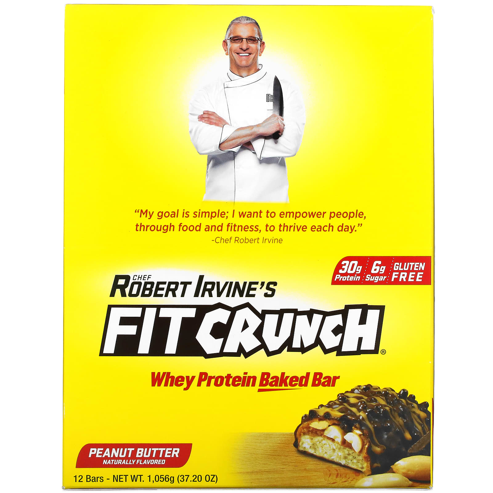 

FITCRUNCH, Whey Protein Baking Bars, Peanut Butter, 12 bars, 3.10 oz (88 g) each