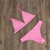 Plus Size European & American Solid Color Bikini - Sexy Two-Piece with Triangle Cup Women's Swimwear