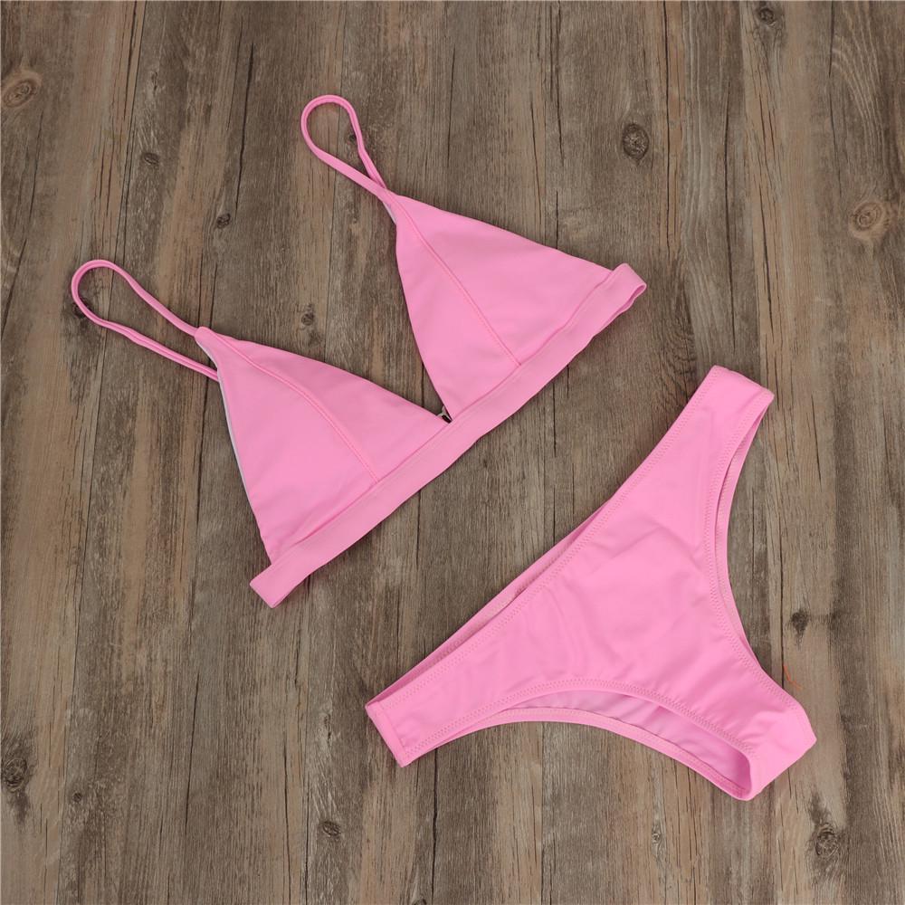 Plus Size European & American Solid Color Bikini - Sexy Two-Piece with Triangle Cup Women's Swimwear