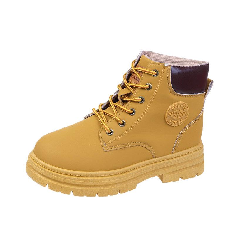 Martin boots  new autumn short boots high-top rhubarb boots yellow thick-soled British mountaineering boots