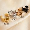 OT Buckle Ring for Women Geometric Chain Stainless Steel Wide Finger Rings Opening Adjustable Hip Hop Jewelry Party Girls Gifts