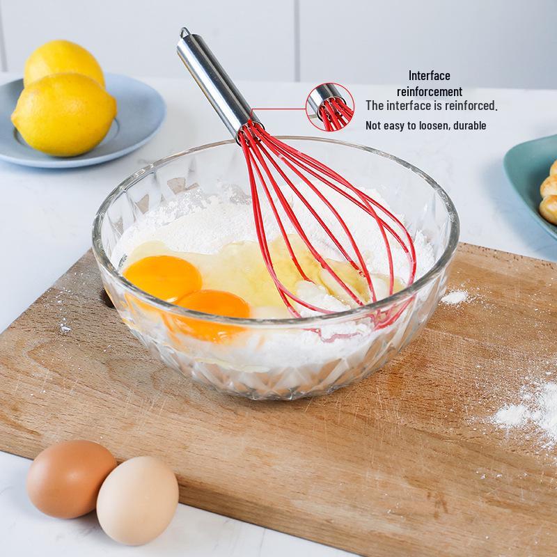 Stainless Steel Semi-Automatic Whisk Set - Manual Thickened and Mini Silicone Whisks