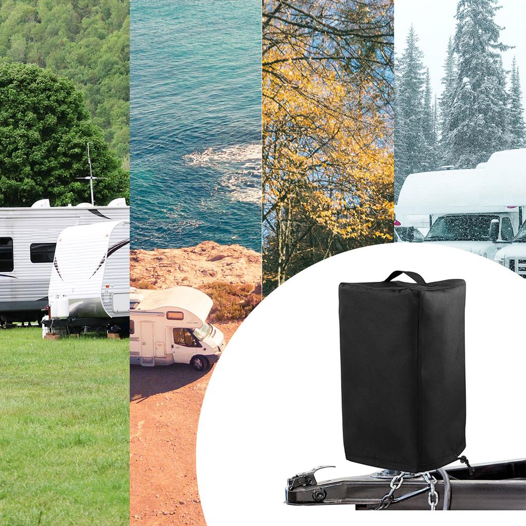 Trailer RV Electric Tongue Jack 600D Protective Cover Universal Camper Jack Cover Waterproof Trailer Accessories Black