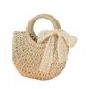 Half-Round Straw Woven Crossbody Bag - Casual Beach-Style Handbag for Women