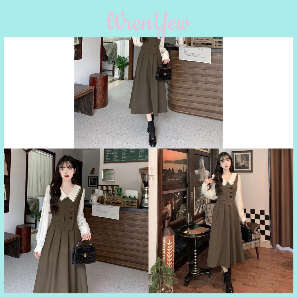 Classic Doll Collar Long Sleeve Dress With Knit Fabric For Spring Womens Fashion