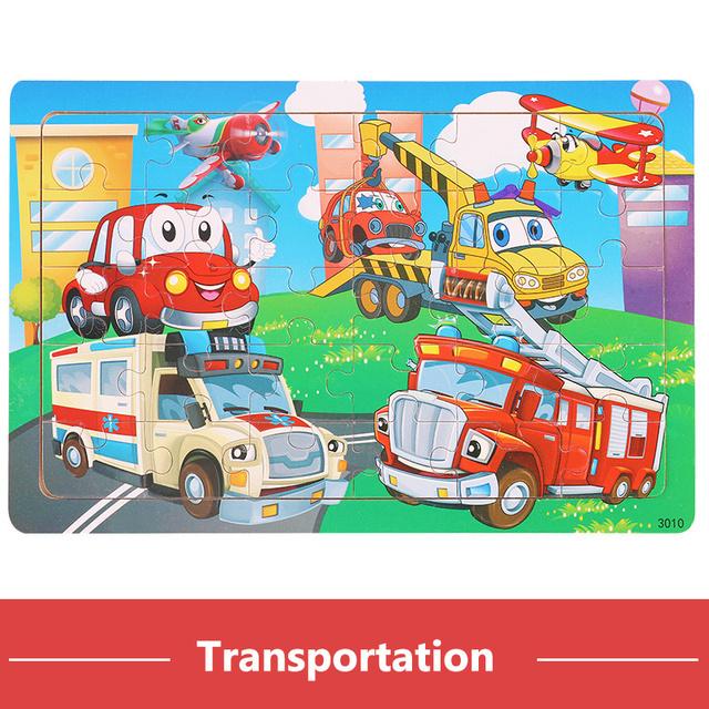 Economy 30piece Montessori 3D Puzzle Cartoon Animal Wooden Jigsaw Puzzle Board Game Educational Toys For Children Gifts