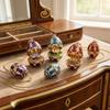 Enamel Egg Pendant Necklace with Hinged Opening, Collarbone Chain, Gold-Tone Chain, and Easter Outfit Styling for Women
