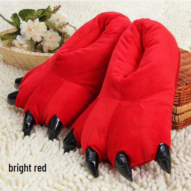 Cartoon Animal Slippers: Cozy Tiger & Dinosaur Claw Pajamas