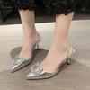 Pointed Thin Heel Versatile Rhinestone Design Sense Women's Sandals Summer New French Skirt High Heels Women