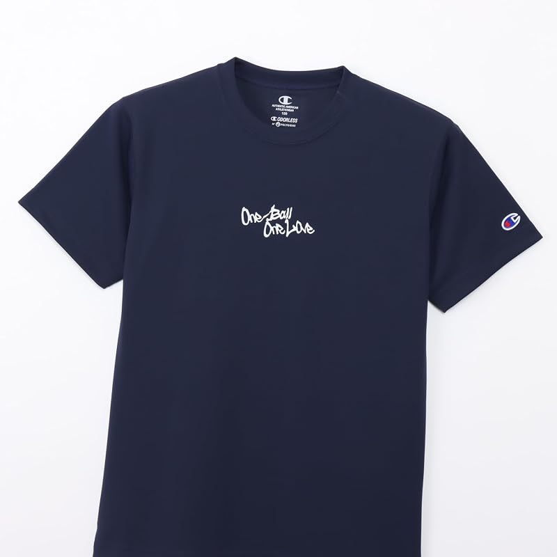 [Champion] Kids Short-Sleeve Crew Neck T-Shirt, Antibacterial, Odor-Resistant, Quick-Drying, UV Protection, Highly Breathable, Script Logo Print,