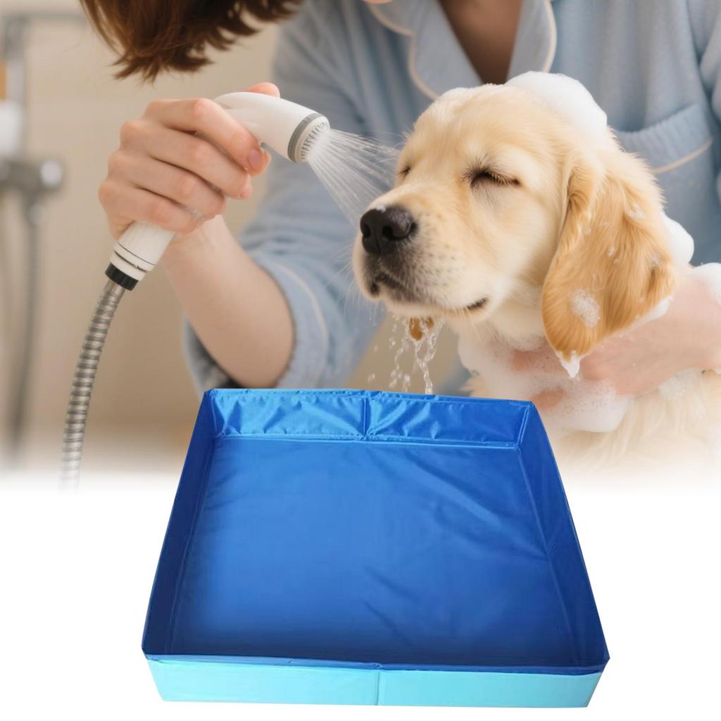 50x50cm PVC Foldable Dog Bath Tub Square-Shaped Pet Swimming Pool Non-Inflatable Save Space Dog Splash Pool Summer Water Toy