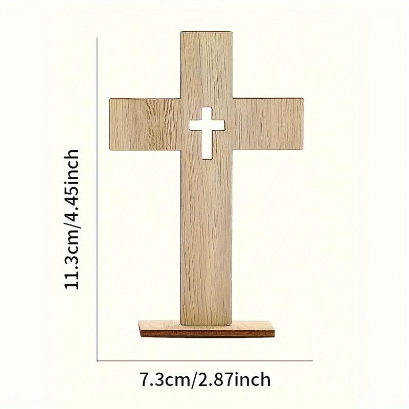 24pcs Natural Wood Standing Cross Ornaments Christian Symbol DIY Craft Decor for Church Home Prayer Festival Gifts