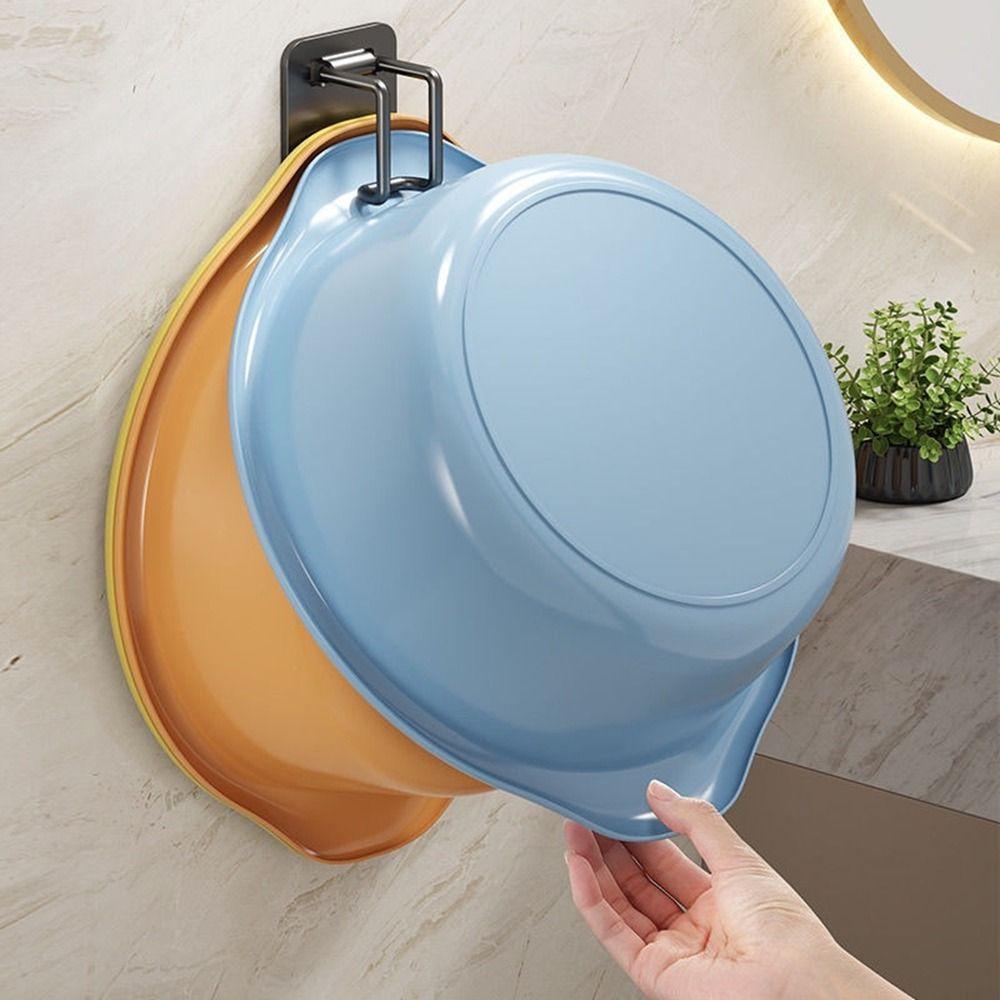 Black Washbasin Holder No-Drill Basin Storage Hook Versatile Washbasin Rack for Home